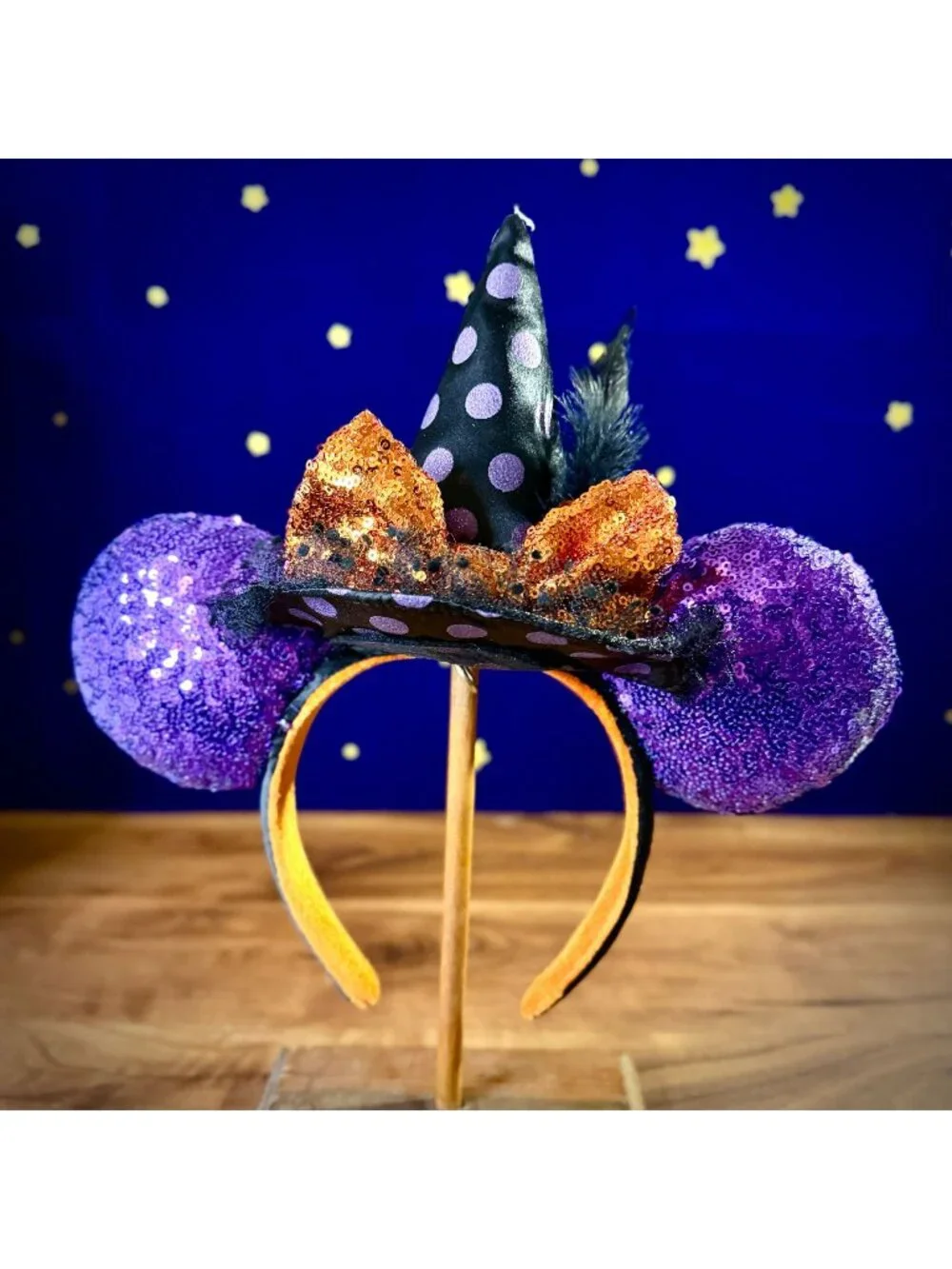 Disney Minnie Mouse Halloween Witch Ear Headband | Let's Get Wicked - Picture 1 of 5